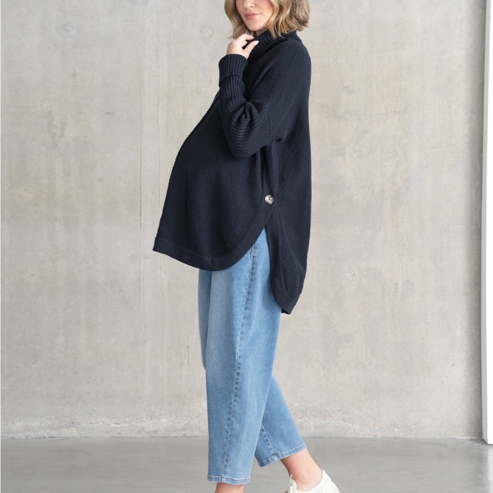 Seraphine maternity and nursing roll neck sweater - light gray